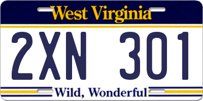 WV license plate 2XN301