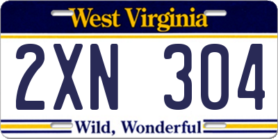 WV license plate 2XN304