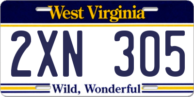 WV license plate 2XN305