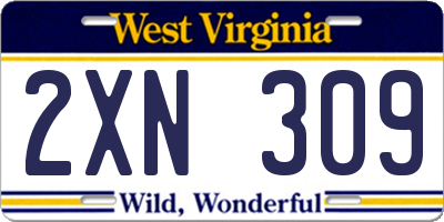 WV license plate 2XN309