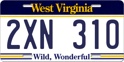 WV license plate 2XN310