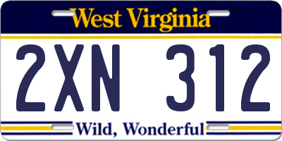 WV license plate 2XN312