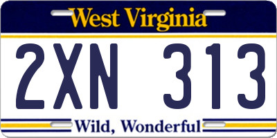 WV license plate 2XN313