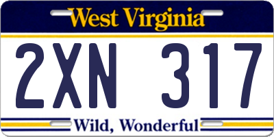 WV license plate 2XN317