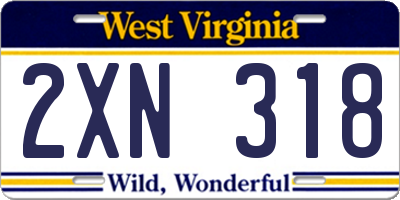 WV license plate 2XN318