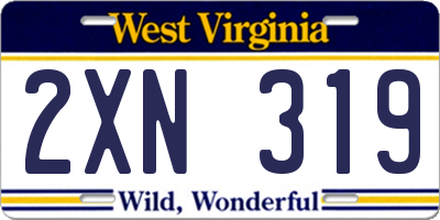 WV license plate 2XN319