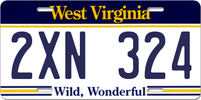 WV license plate 2XN324
