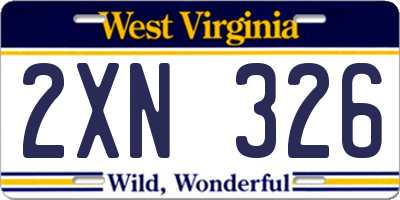 WV license plate 2XN326