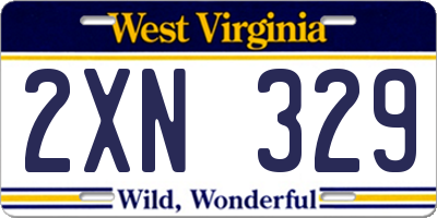 WV license plate 2XN329