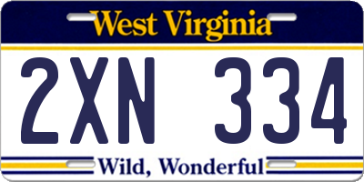 WV license plate 2XN334
