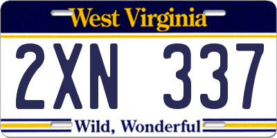 WV license plate 2XN337
