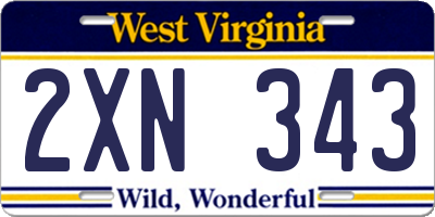 WV license plate 2XN343