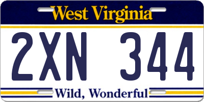 WV license plate 2XN344