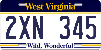 WV license plate 2XN345