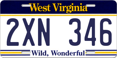 WV license plate 2XN346
