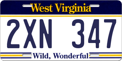 WV license plate 2XN347