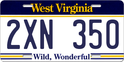 WV license plate 2XN350