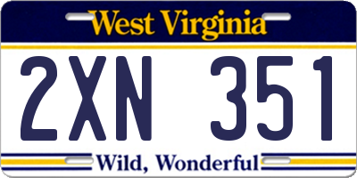 WV license plate 2XN351