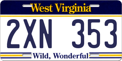 WV license plate 2XN353