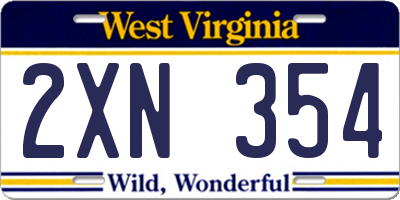 WV license plate 2XN354