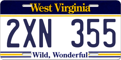 WV license plate 2XN355