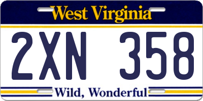 WV license plate 2XN358