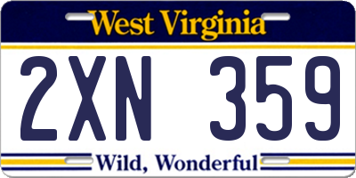 WV license plate 2XN359