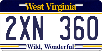WV license plate 2XN360