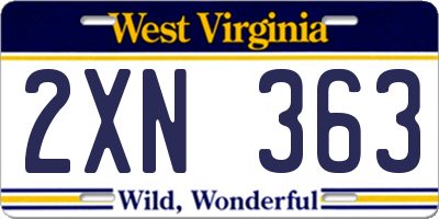 WV license plate 2XN363