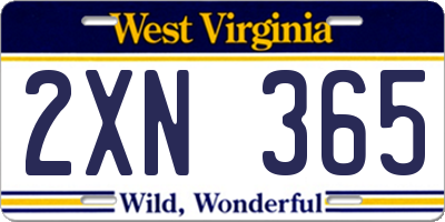 WV license plate 2XN365