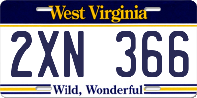 WV license plate 2XN366