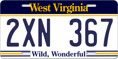 WV license plate 2XN367