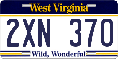 WV license plate 2XN370