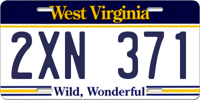 WV license plate 2XN371