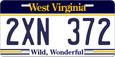 WV license plate 2XN372