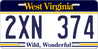 WV license plate 2XN374