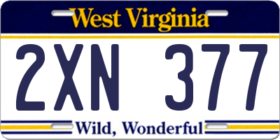 WV license plate 2XN377