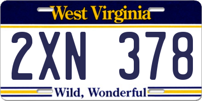 WV license plate 2XN378