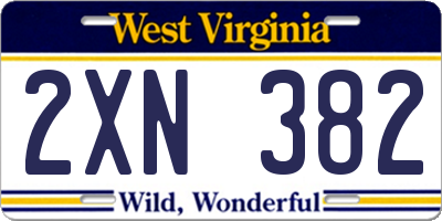WV license plate 2XN382