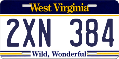 WV license plate 2XN384