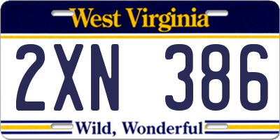 WV license plate 2XN386