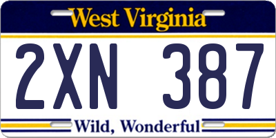 WV license plate 2XN387