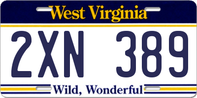 WV license plate 2XN389