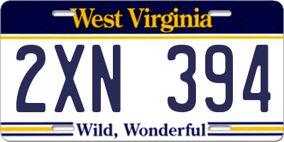 WV license plate 2XN394