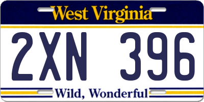 WV license plate 2XN396