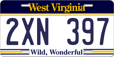 WV license plate 2XN397