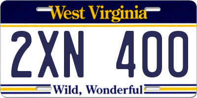 WV license plate 2XN400