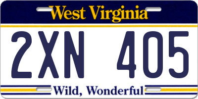 WV license plate 2XN405