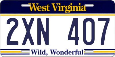 WV license plate 2XN407