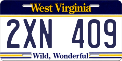 WV license plate 2XN409